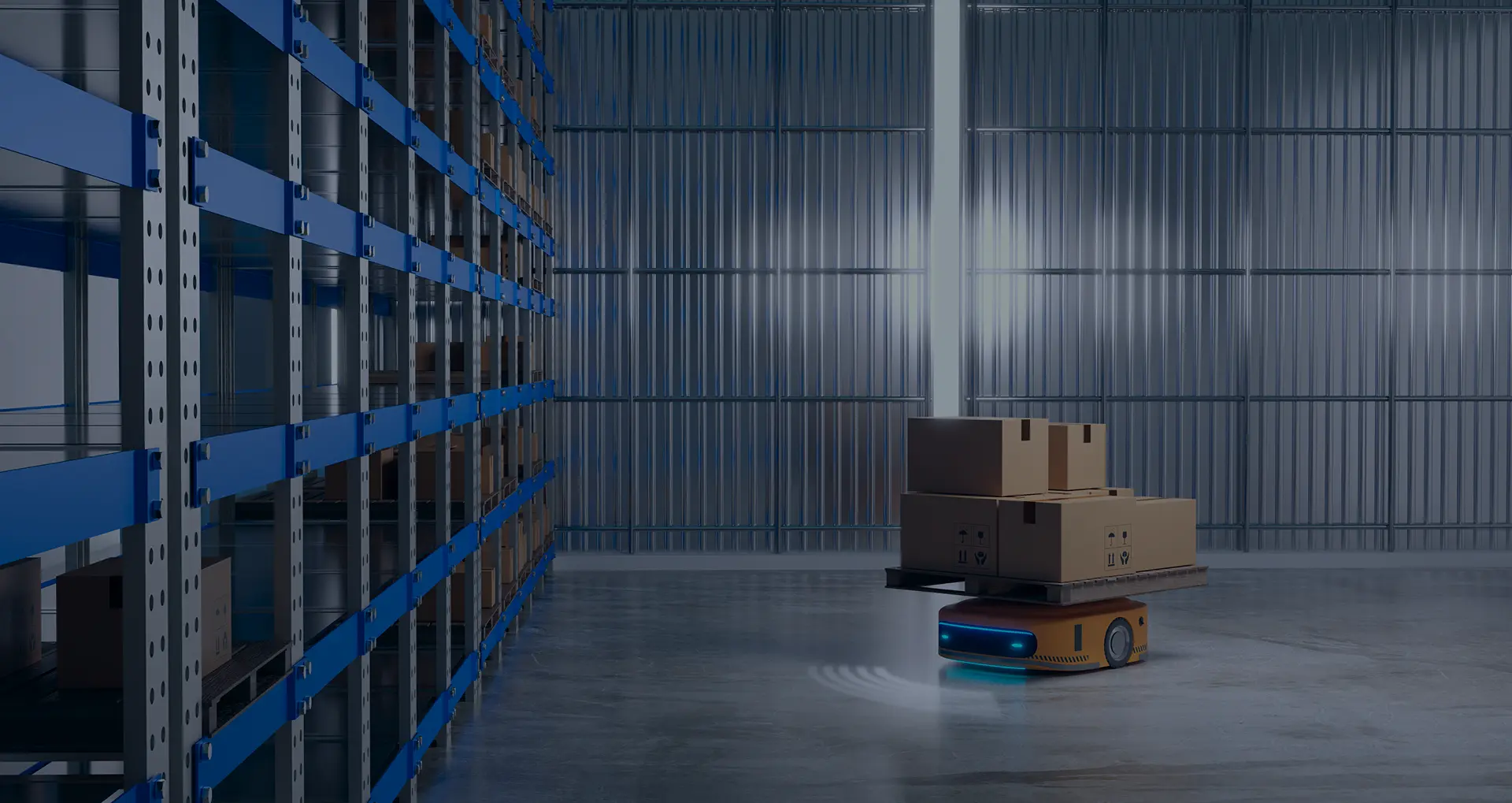 Warehouse racks with autonomous robot